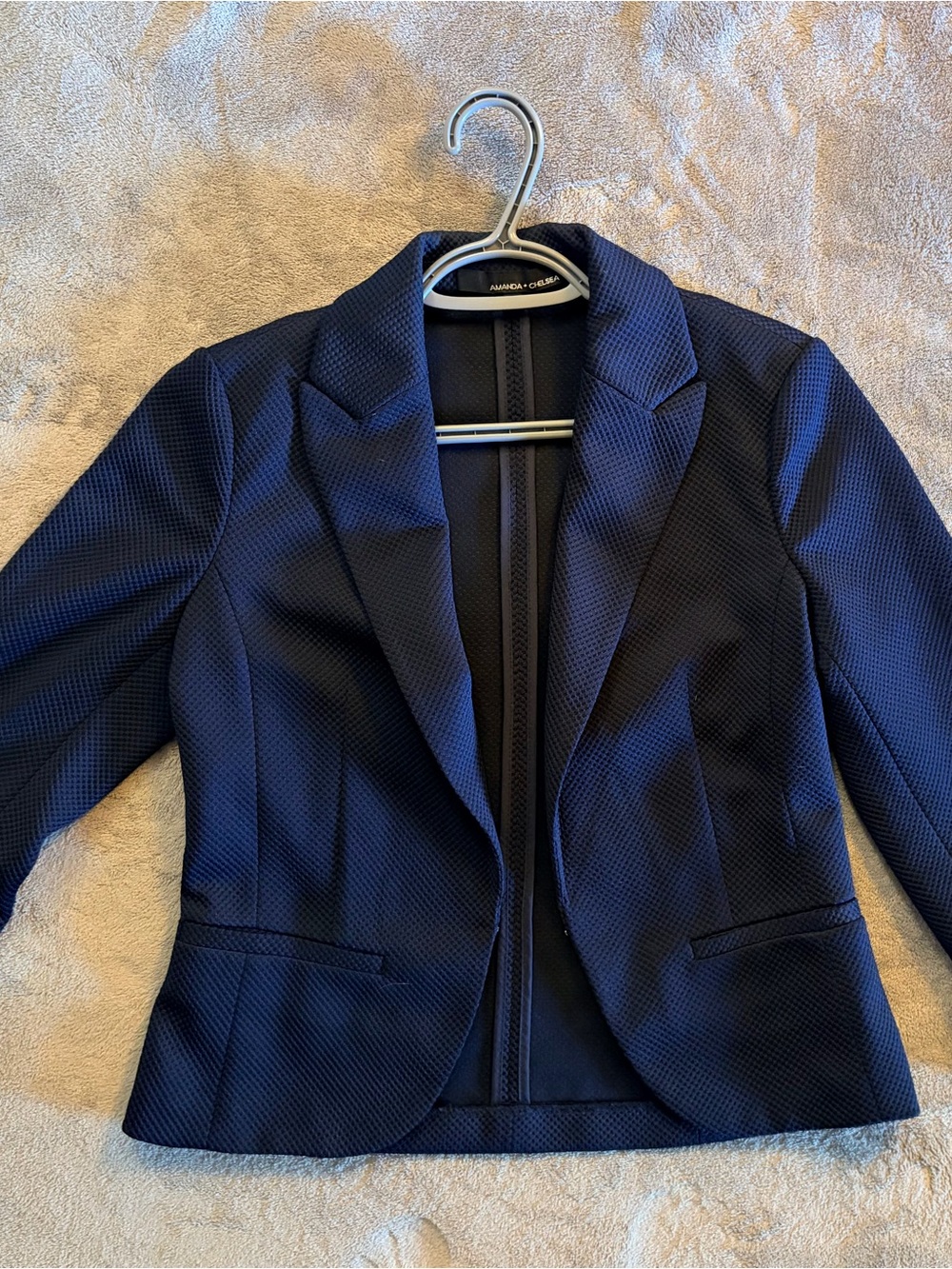 Amanda & Chelsea Textured Navy Blazer Jacket Size 2
